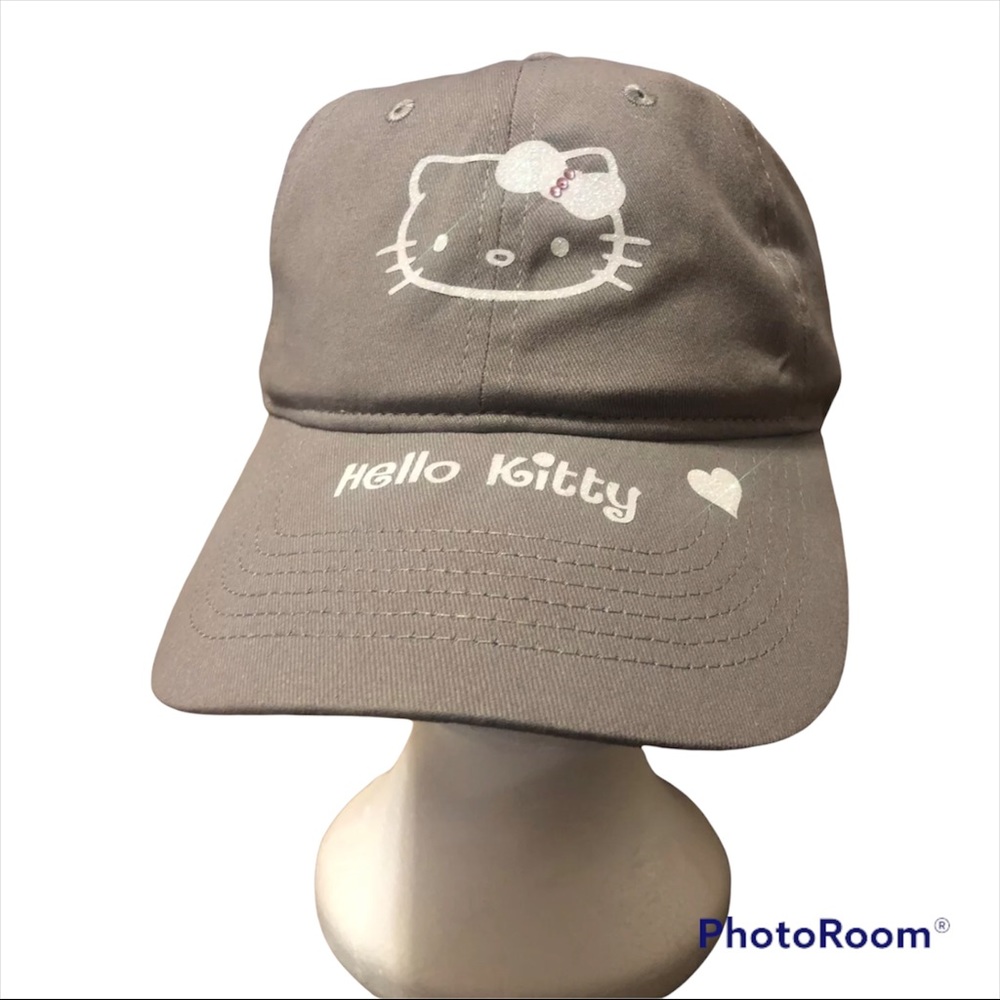 Hello Kitty Hat Gray cap Strapback Women’s/ Girls Glitter Design